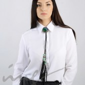 Ilgas kaubojaus pakabukas moterims -  žalias vienetinis kaklo papuošalas kaip kaklaraištis dekoruotais kraštais